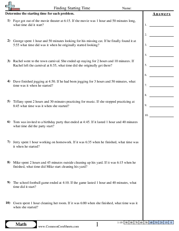 Word Problems worksheet